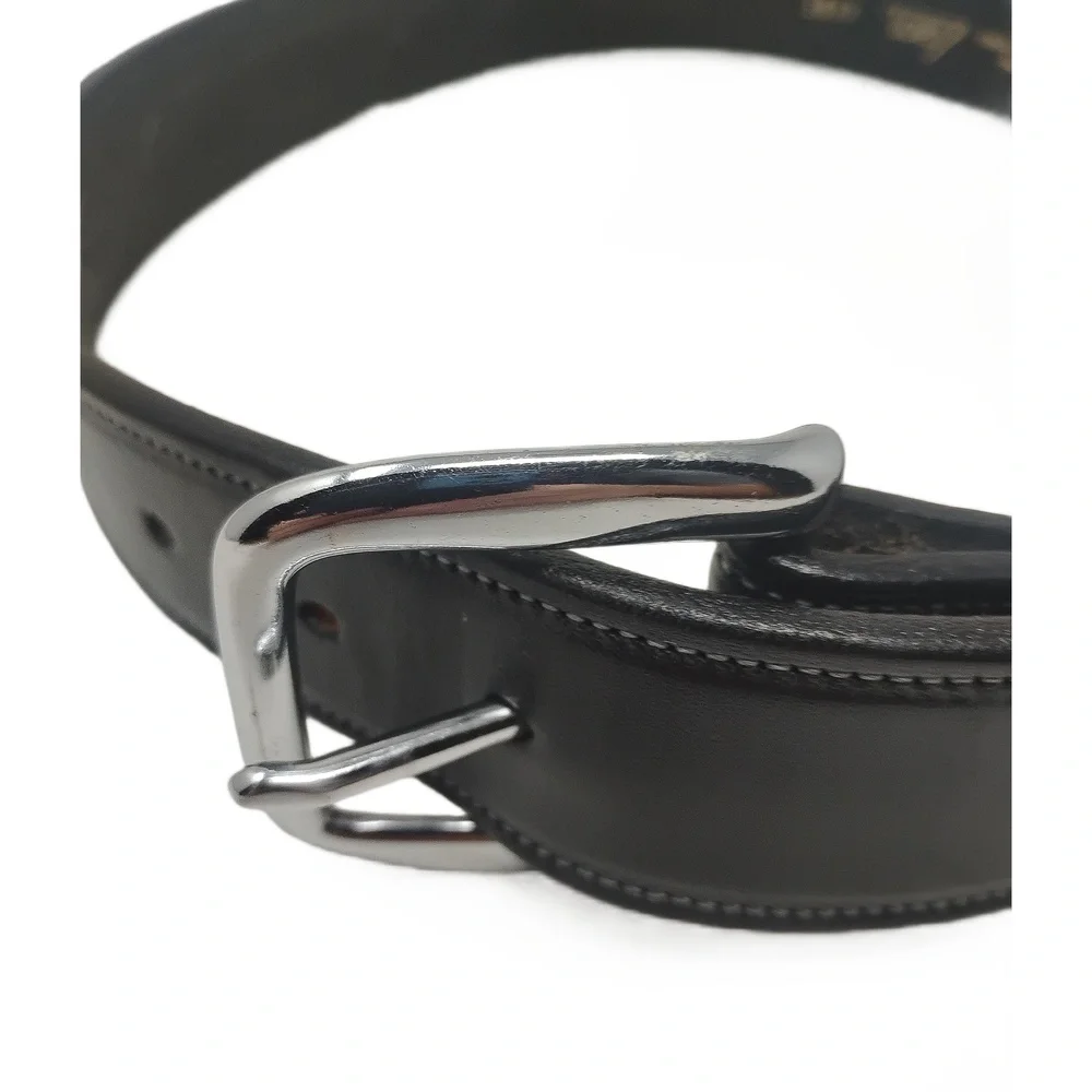 Tory Leather Belt Size 30 Bridle Leather USA Made Western Stitched Brass Buckle